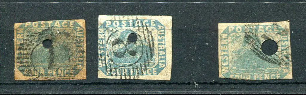 1854 4d blue imperfs x3 all with official ... Image 1++