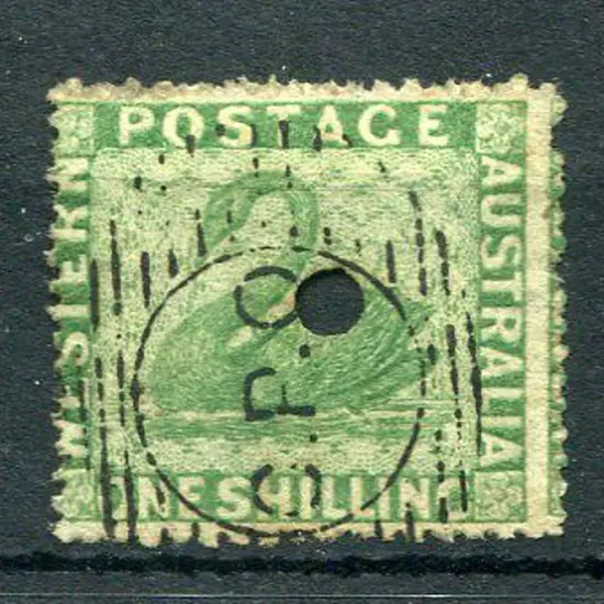 1861 1/- green intermediate perf 14-16 with small ...