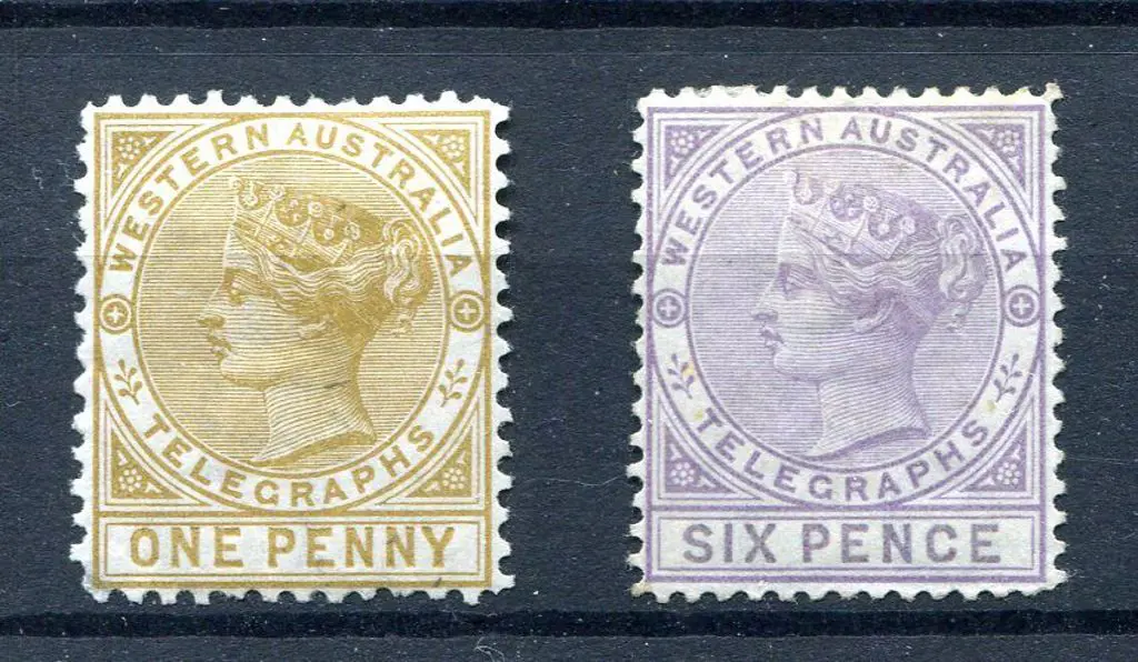 1879 1d & 6d Telegraph pair with 1d bistre perf. ... Image 1++