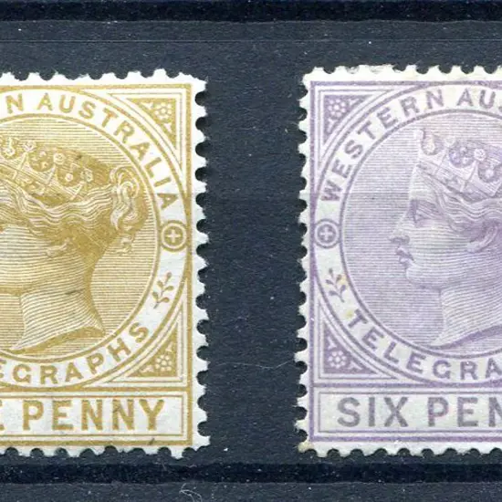 1879 1d & 6d Telegraph pair with 1d bistre perf. ...