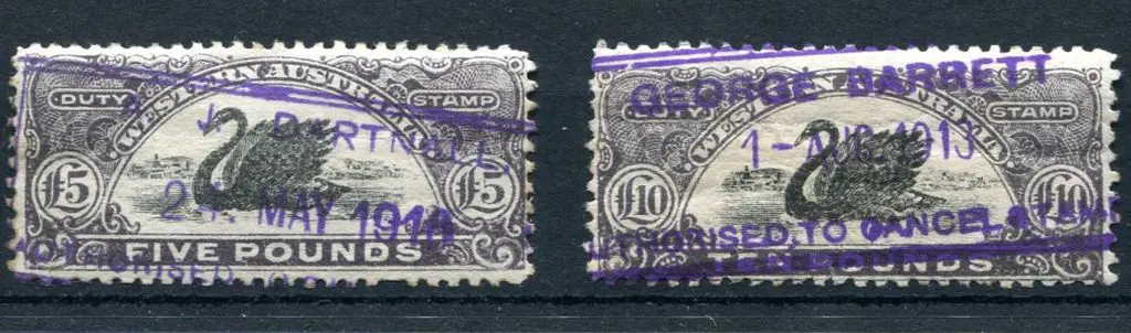 1906/09 £5 & £10 slate-purple. Both fine used, ... Image 1++