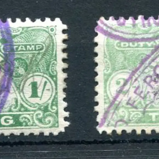 1906/09 1/- deep green & 2/- light green both with ...