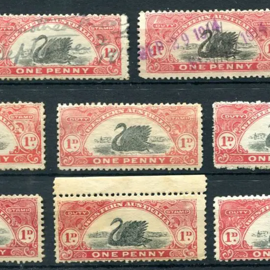 1909 1d reds x 8. One with "flat base "O" of ONE" ...