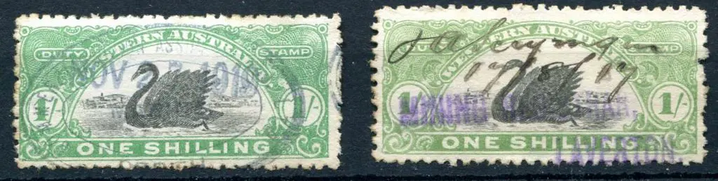 1909 1/- green & 1/- yellow-green both with ... Image 1++