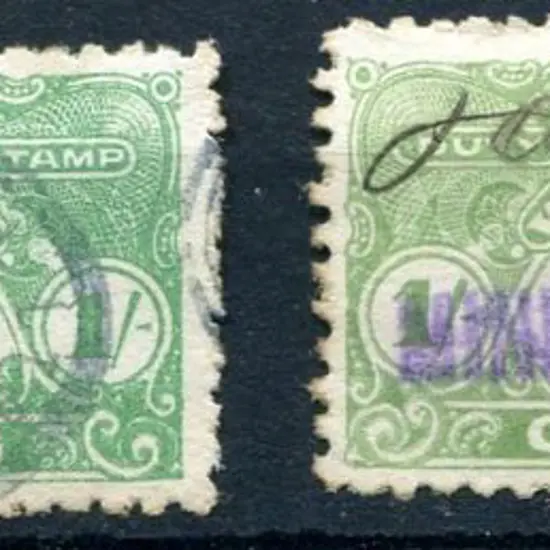 1909 1/- green & 1/- yellow-green both with ...