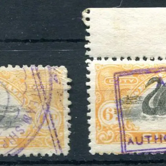 1911/13 6d x 2 with inverted wmk, vert crease ...