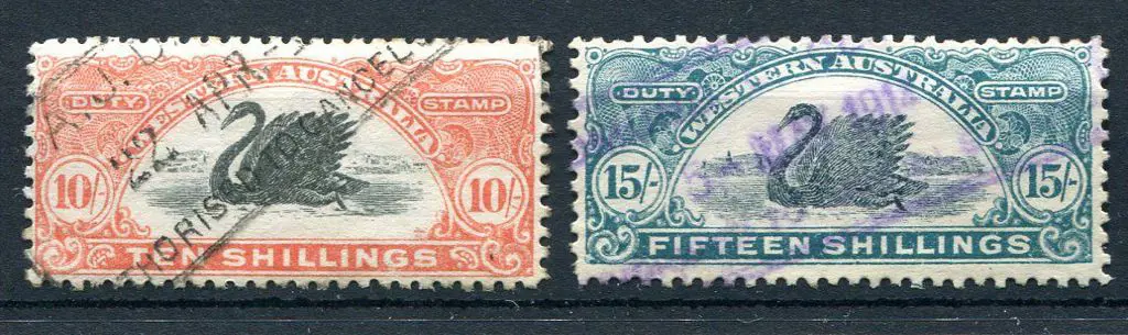 1911/13 10/- orange-red & 15/- deep blue-green. ... Image 1++