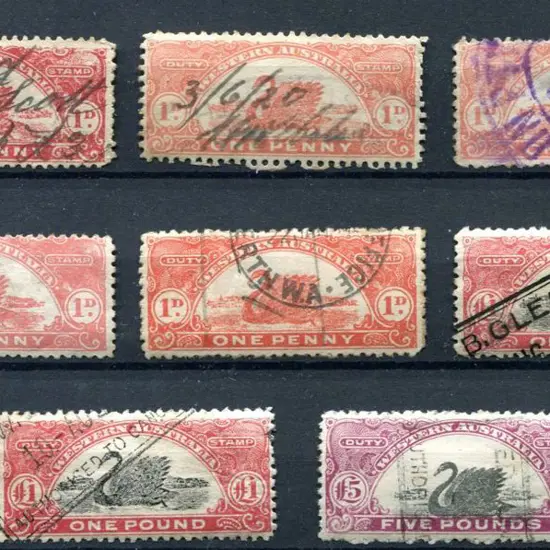 1917/22 1d red x 4, £1 red x 2 & £5 reddish ...