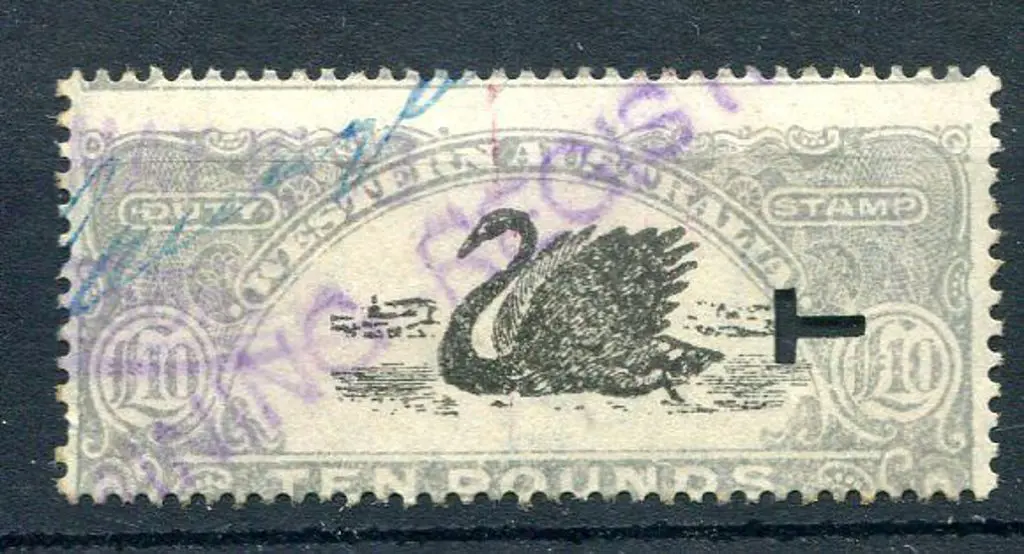 1922/30 £10 grey with inverted wmk & "T" puncture. ... Image 1++
