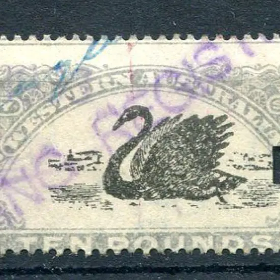 1922/30 £10 grey with inverted wmk & "T" puncture. ...