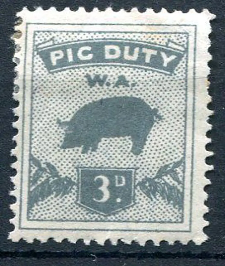 1943 3d grey Pig Duty. MH with 2 light creases. ... Image 1++