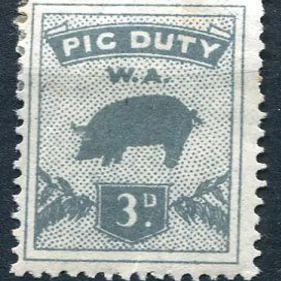 1943 3d grey Pig Duty. MH with 2 light creases. ...
