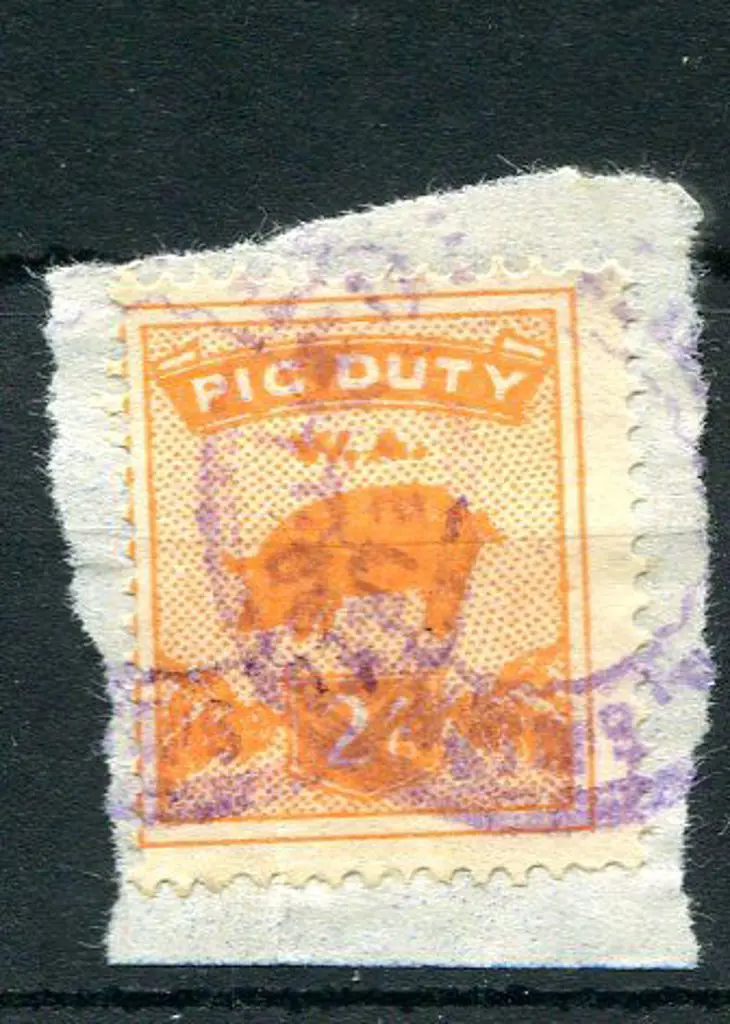 1943 2/6d orange Pig Duty on small piece used with ... Image 1++