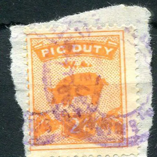 1943 2/6d orange Pig Duty on small piece used with ...
