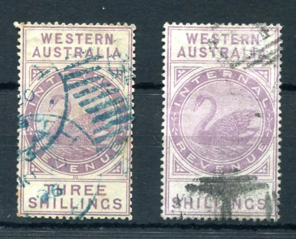 1893 3/- & 5/- Internal Revenues postally used in ... Image 1++