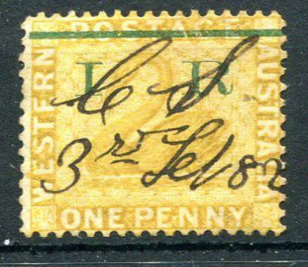 1881 1d yellow-ochre with "POSTAGE" struck out & ... Image 1++