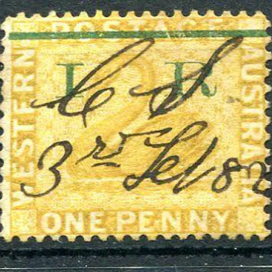 1881 1d yellow-ochre with "POSTAGE" struck out & ...