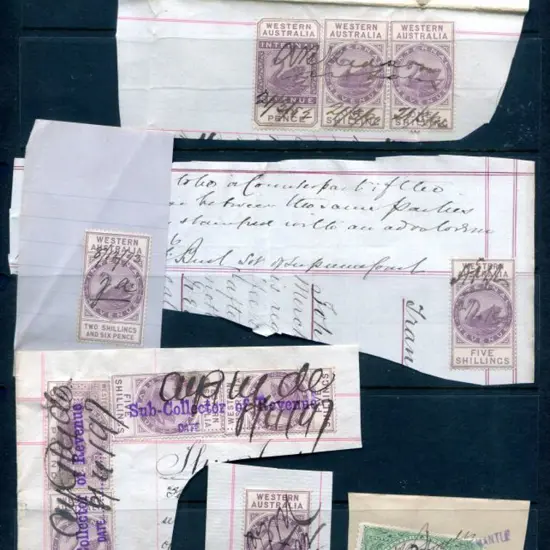 1881 6d (R20), 1/- x 2 (R21), 2/6d x 2 on 2 ...