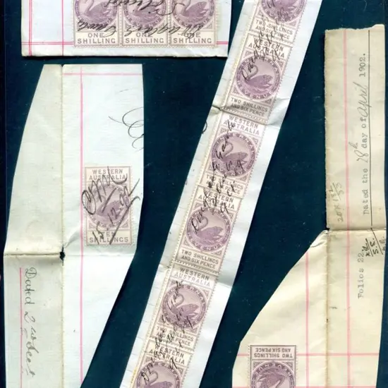 1881 1/- "Internal Revenue" in horiz strip of 3 ...