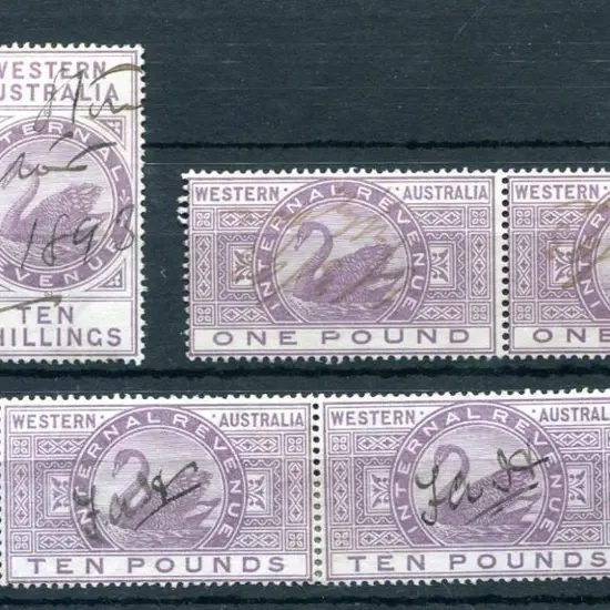 1881 10/-, £1 & £10 Internal Revenue high val ...