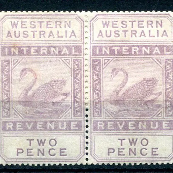 1893 2d dull purple in top selvedge pair. Appears ...