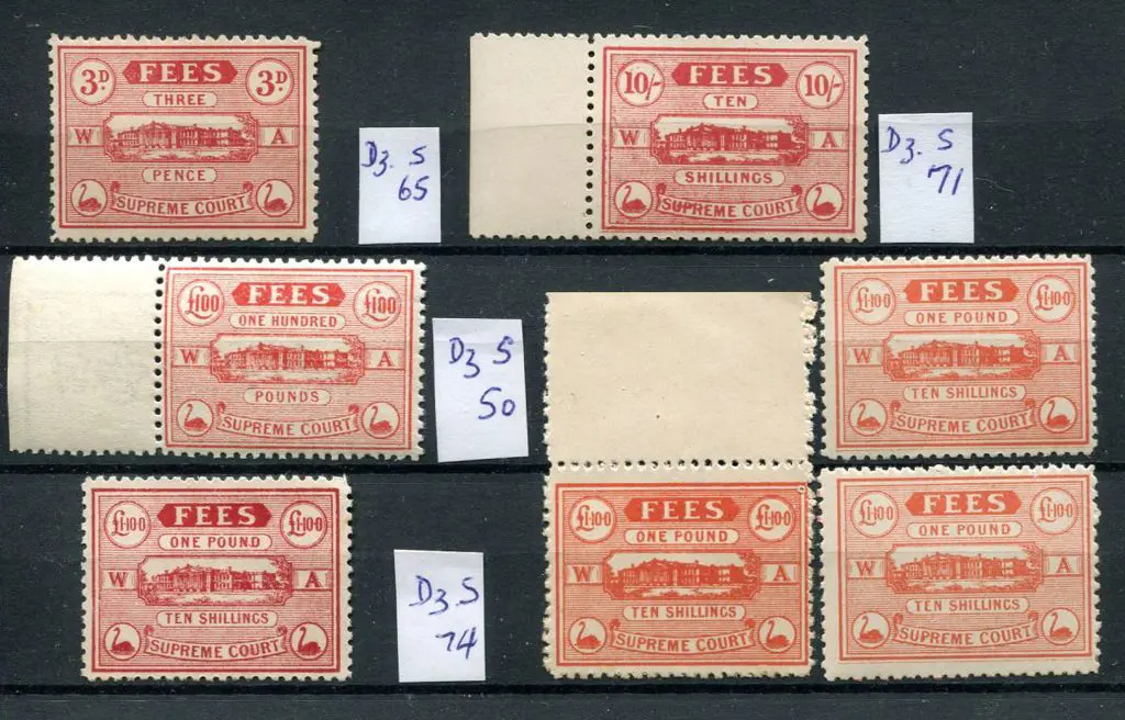 1904/20 3d red, 10/- red, £1/10/- x 4 in 3 diff ... Image 1++