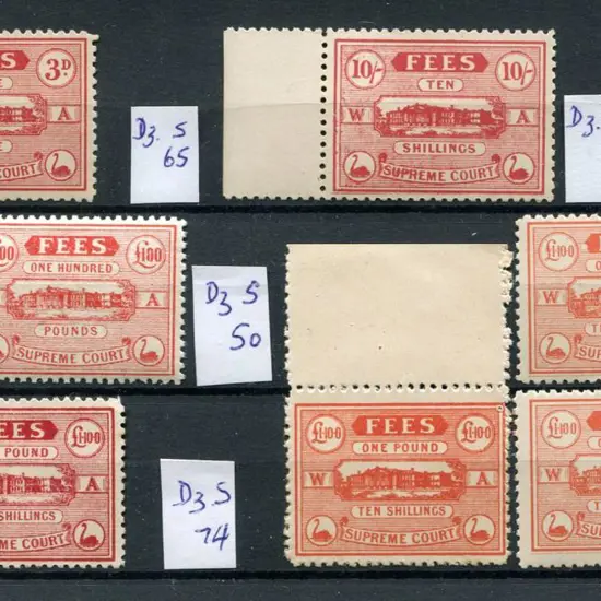 1904/20 3d red, 10/- red, £1/10/- x 4 in 3 diff ...