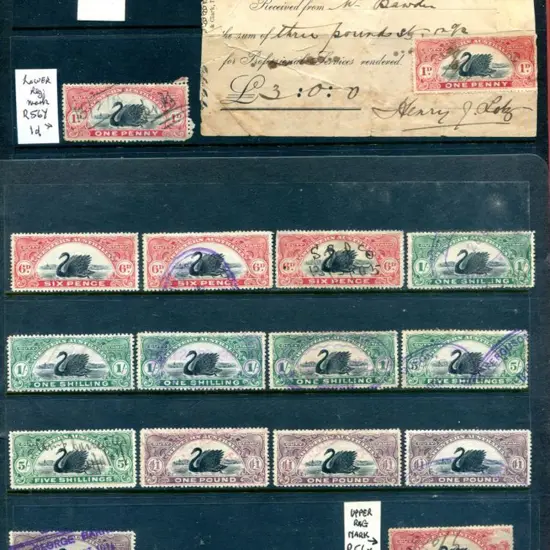 1904 1d to £25 selection consisting 1d x 10, 3d x ...
