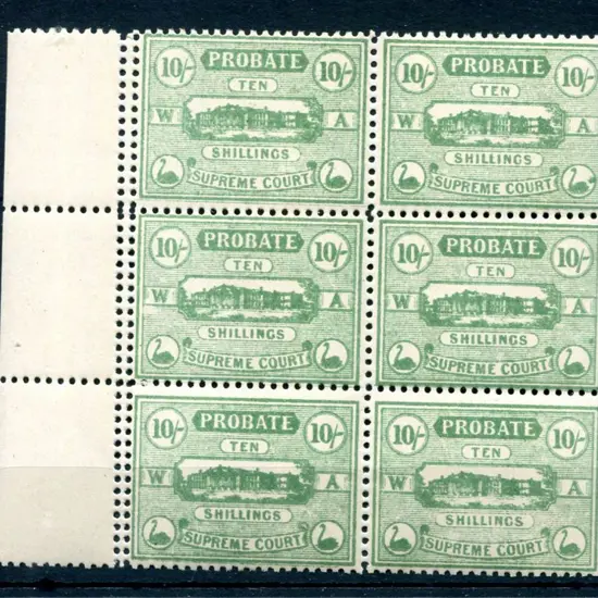 1907 10/- Supreme Court Probate green, no wmk ...