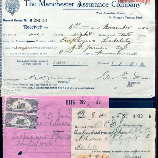 1915 (8th Apr) Receipt for £160/6/10 with 6d ...