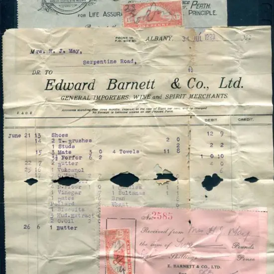 1929 (31st Jul) 1d red long swan on receipt ...