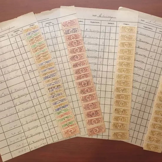1932-1953 Financial Emergency Tax stamps on 4 ...