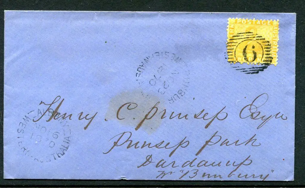 1870 (26th Nov) Proving cover tying 15 bar "6" ... Image 1++