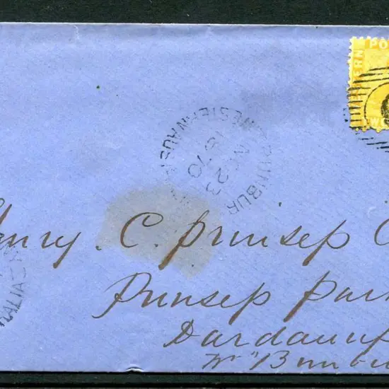 1870 (26th Nov) Proving cover tying 15 bar "6" ...