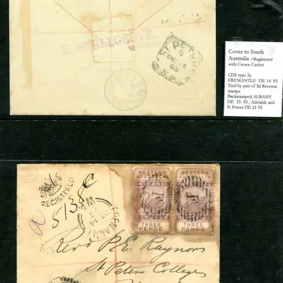 1893 (14th Dec) Fremantle to Hackney, South ...