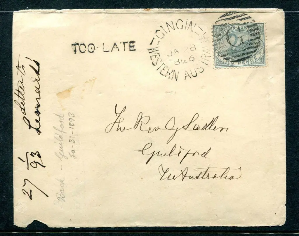 1893 (28th Jan) 2d grey swan tied by Gingin duplex ... Image 1++