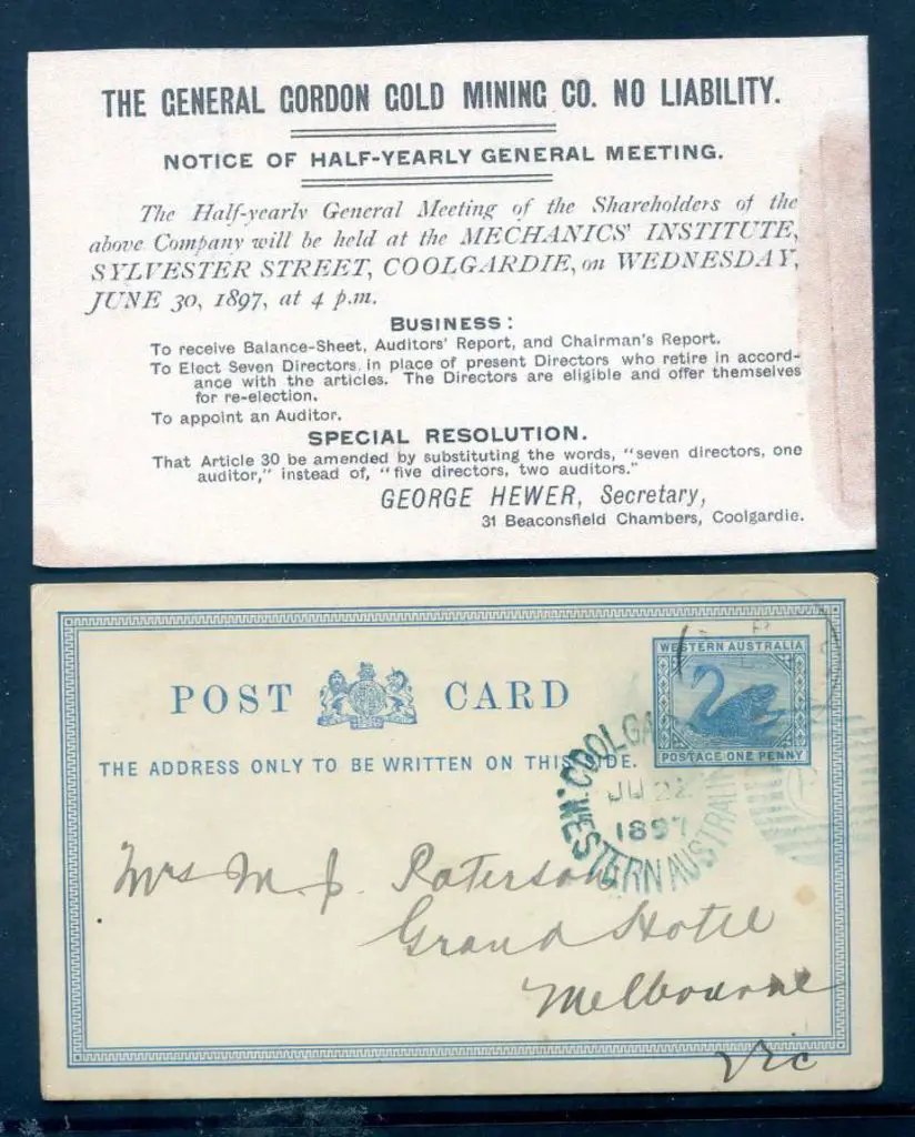1897 (22nd Jul) 1d blue postcard (PC2) tied by ... Image 1++