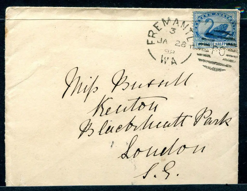 1898 (28th Jan) 2½d blue swan tied by Fremantle ... Image 1++