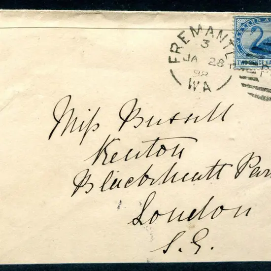 1898 (28th Jan) 2½d blue swan tied by Fremantle ...