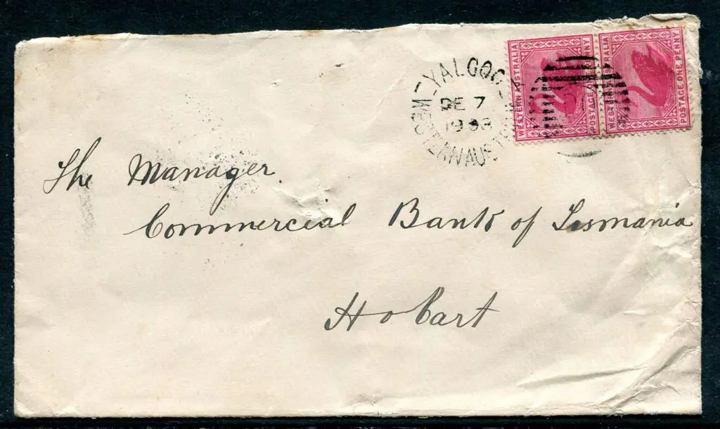 1898 (7th Dec) Yalgoo to Hobart cover with 1d red ... Image 1++