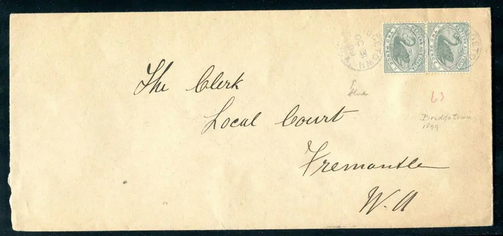 1899 (31st Oct) Bridgetown to Fremantle cover with ... Image 1++