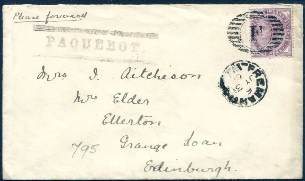 1901 (31st July) Paquebot proving cover for 11 bar ... Image 1++