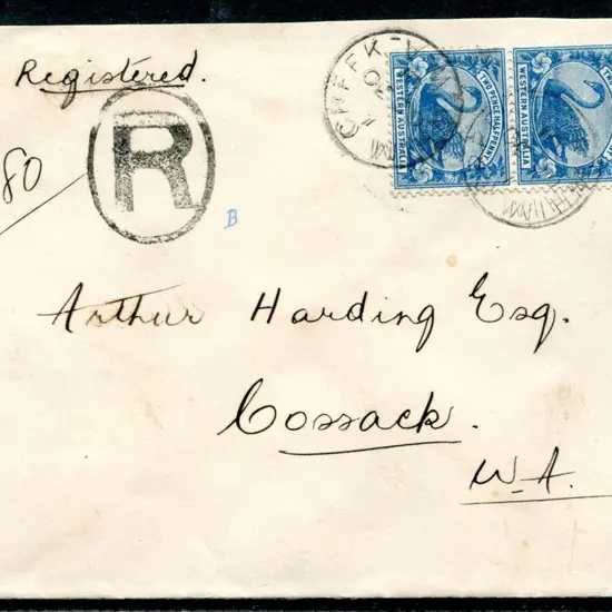 1901 (30th Oct) Registered cover from Whim Creek ...