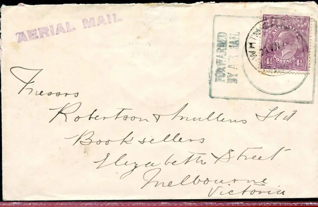 1926 (29th Nov) Whim Creek to Melbourne Airmail ... Image 1++