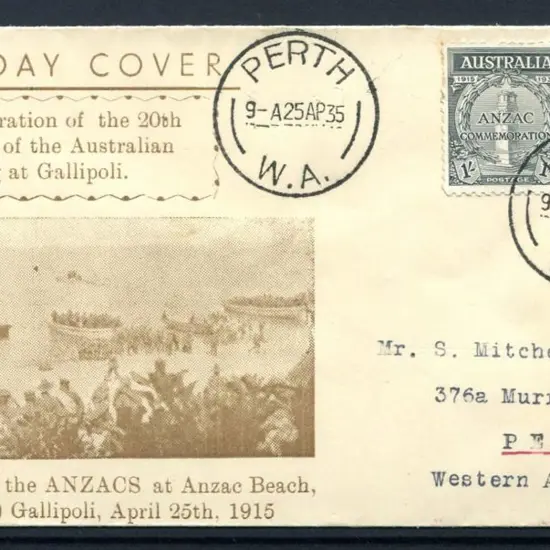1935 (25th April) 2d & 1/- Anzac pair on 20th ...