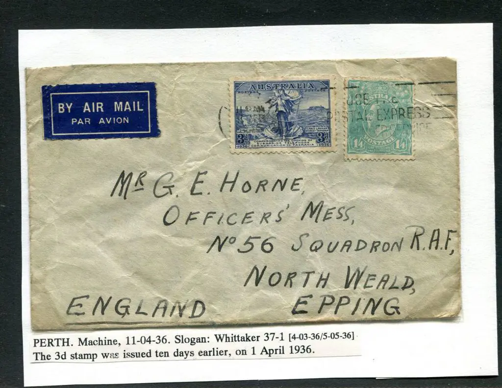 1936 (11th Apr) Small cover with 3d Cable & 1/4d ... Image 1++