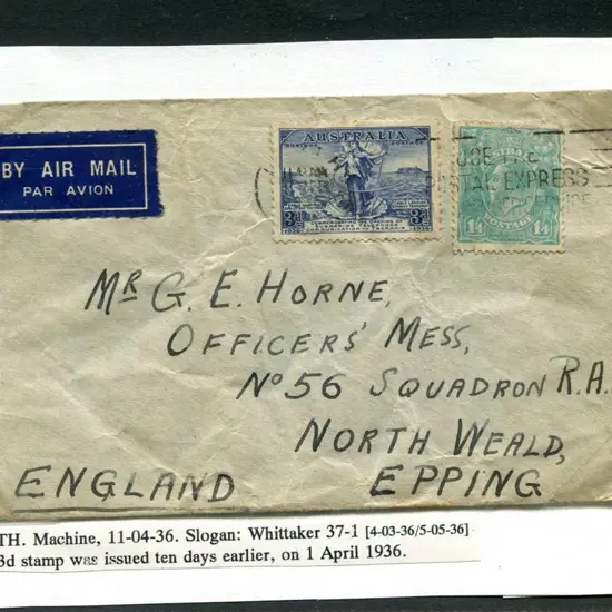 1936 (11th Apr) Small cover with 3d Cable & 1/4d ...