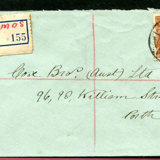 1937 (7th Jun) 5d chestnut KGV tied by Lomos C30 ...