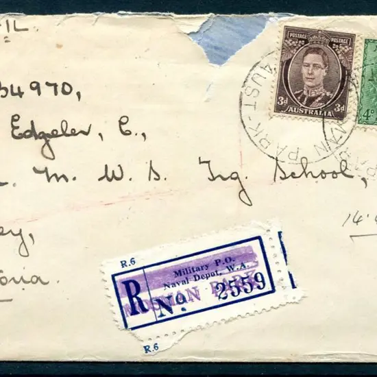 1945 (10th Apr) Registered Air Mail env from ...
