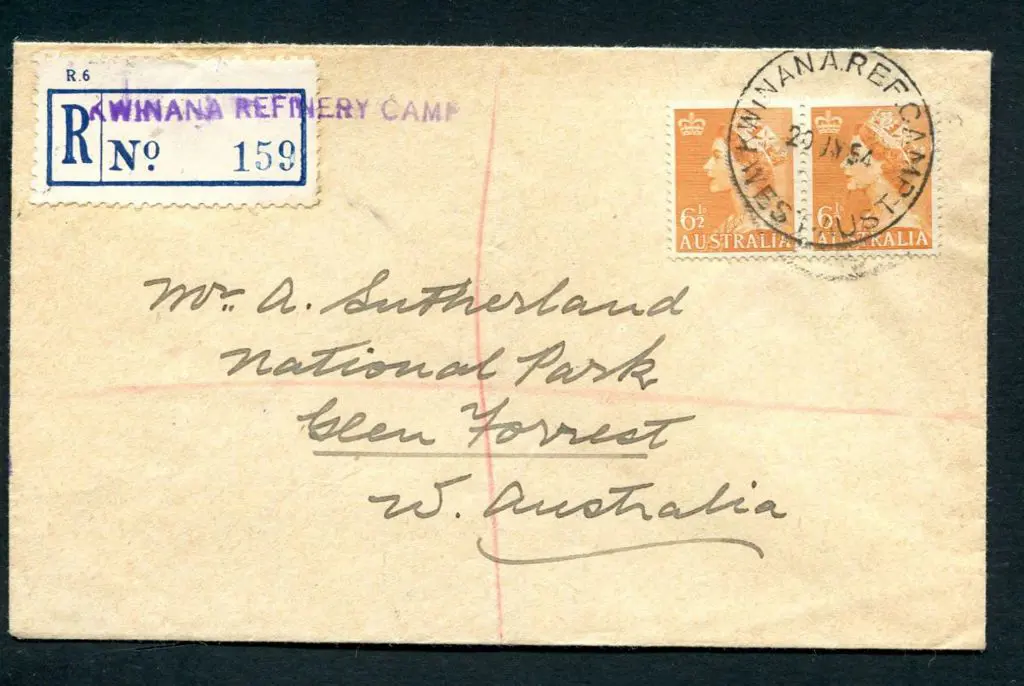 1954 (20th July) Registered cover from the Kwinana ... Image 1++